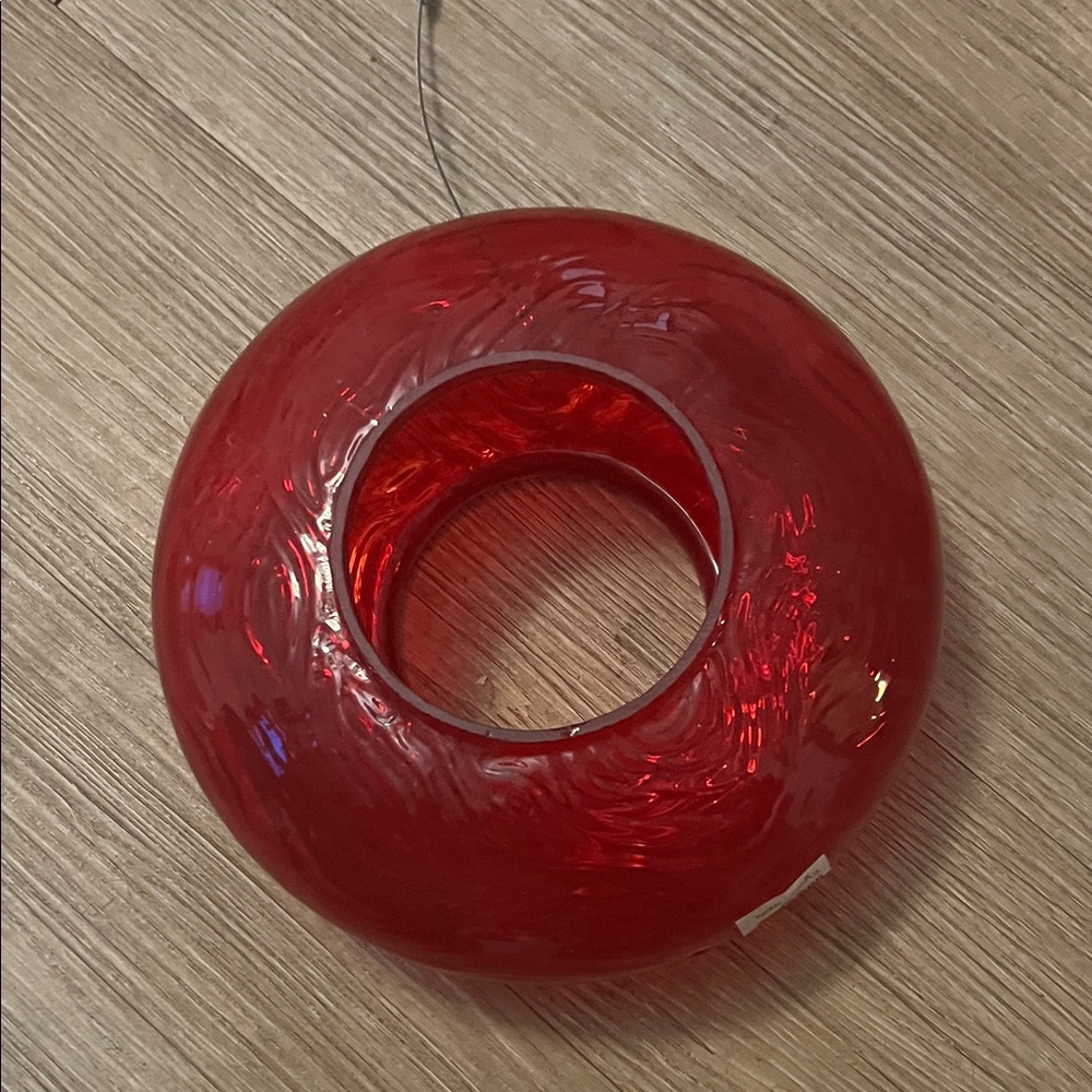 Red Glass yankee candle birdfeeder